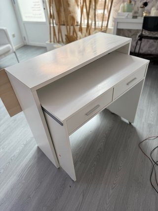 Mostrador/Escritorio Extensible Madera y Blanco
