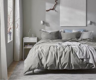 Funda nórdica y cojín IKEA ÄNGSLILJA gris