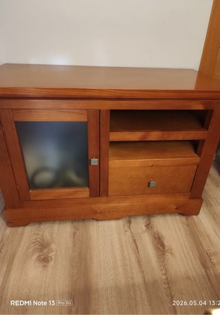 Mueble TV madera con cristal