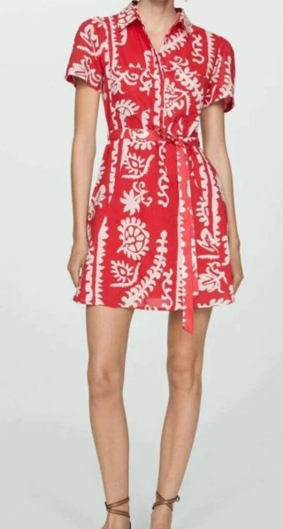 Vestido camisero corto Mango estampado