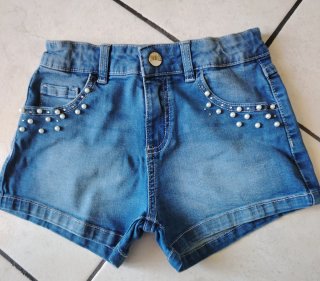 Shorts jeans bambina con perle