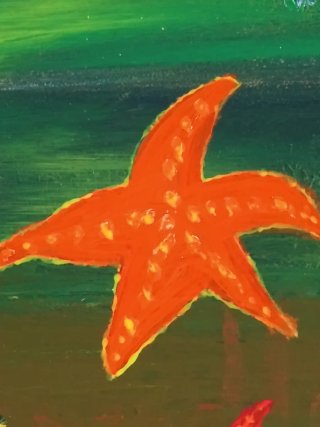 Pintura de gamba y estrellas de mar