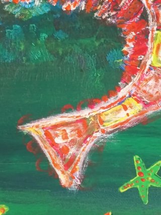 Pintura de gamba y estrellas de mar