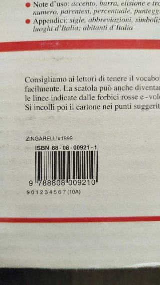 Diccionario zingarelli 1999
