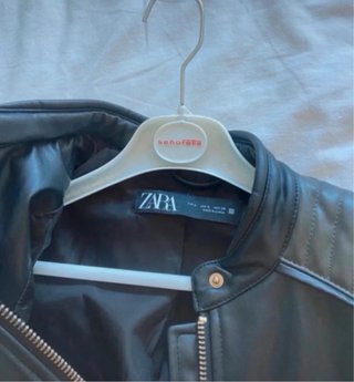 Chaqueta Biker Cuero Negro/Verde