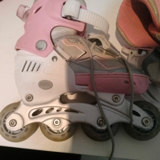 Patines en línea niña rosa y plateado talla 31-33