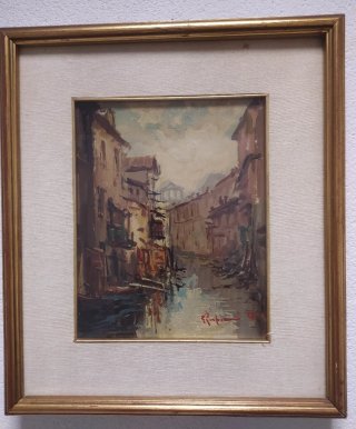 Dipinto ad olio su tela di uno scorcio Torinese