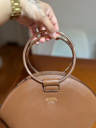 Bolso Guess Mini Marrón Asa Dorada Original