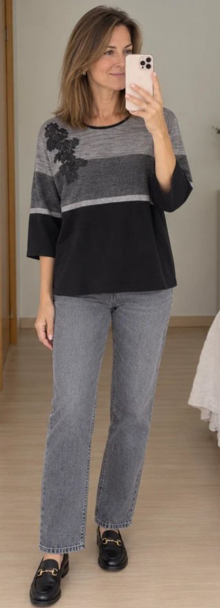 Blusa Desigual gris y negra