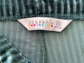 Pantalón de pana brillante color verde azulado