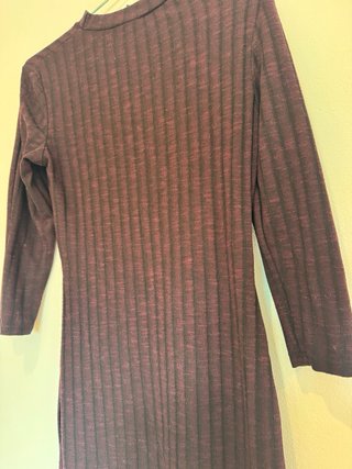Vestido midi punto canalé morado