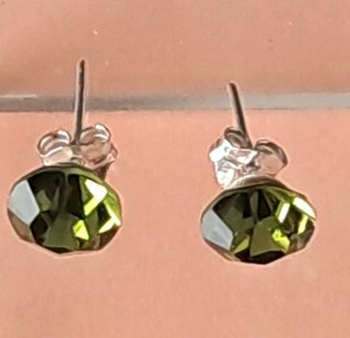 Pendientes Plata Cristal Facetado Verde