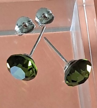 Pendientes Plata Cristal Facetado Verde