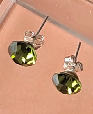 Pendientes Plata Cristal Facetado Verde