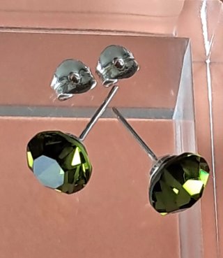 Pendientes Plata Cristal Facetado Verde