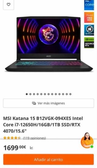 MSI Katana 15 i7 RTX 4070 - Muy cuidado + extras