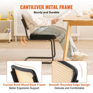 Sillas de Rattan, Juego de 2, Silla de Comedor de Estilo Moderno de Mediados de Siglo, Silla de Acento de Terciopelo Tapizada con Respaldo de Rattan, Silla de Comedor Retro para Sala de Estar, Dor...