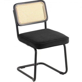 Sillas de Rattan, Juego de 2, Silla de Comedor de Estilo Moderno de Mediados de Siglo, Silla de Acento de Terciopelo Tapizada con Respaldo de Rattan, Silla de Comedor Retro para Sala de Estar, Dor...