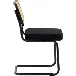 Sillas de Rattan, Juego de 2, Silla de Comedor de Estilo Moderno de Mediados de Siglo, Silla de Acento de Terciopelo Tapizada con Respaldo de Rattan, Silla de Comedor Retro para Sala de Estar, Dor...