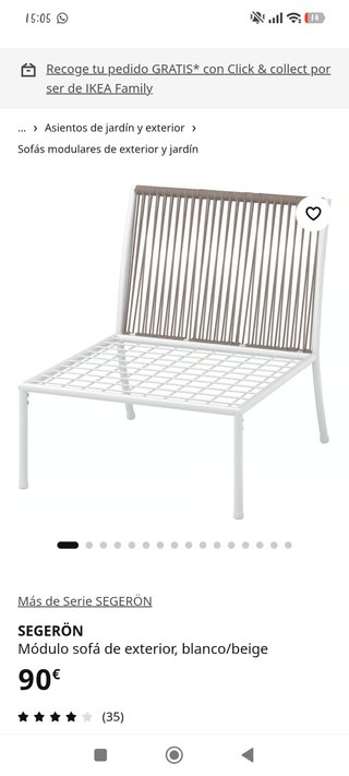 2 Módulos Sofá Exterior IKEA SEGERÖN