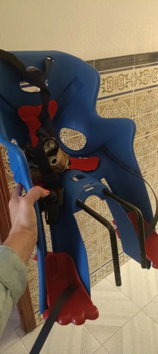 Silla bici bebé azul y roja