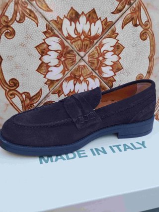Mocassini uomo pelle blu italy