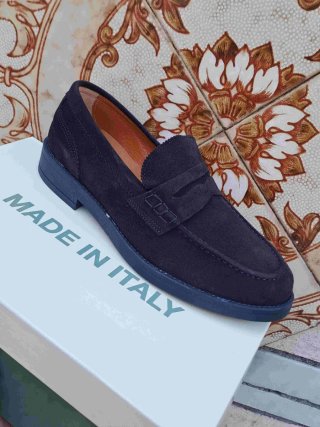 Mocassini uomo pelle blu italy