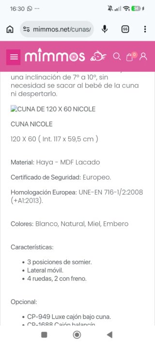 Cuna MICUNA Nicole Blanca y colchón
