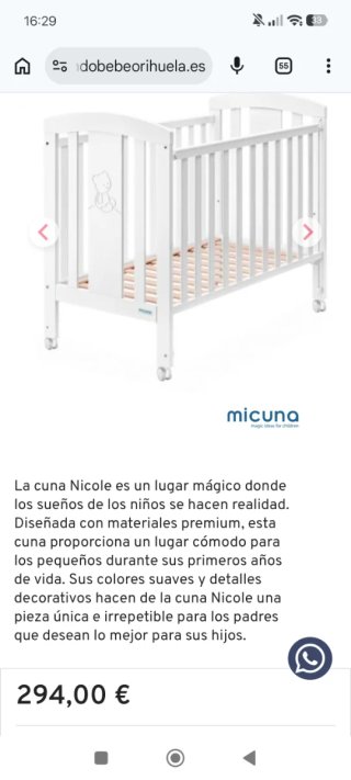 Cuna MICUNA Nicole Blanca y colchón