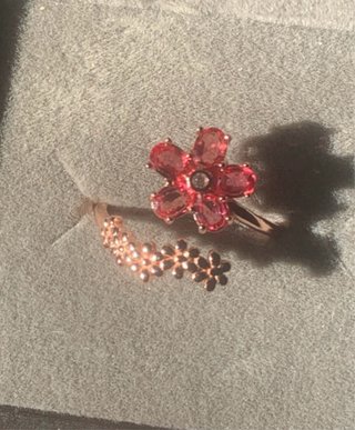 Anillo Plata Zafiros Rojos Flor