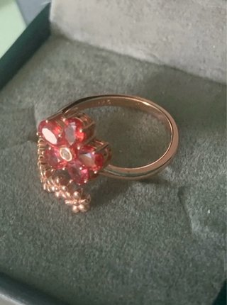 Anillo Plata Zafiros Rojos Flor