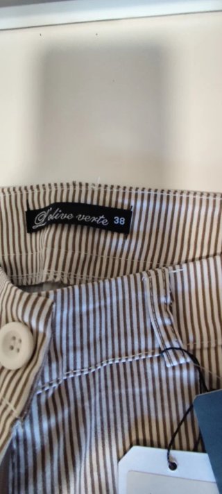 Pantalón Rayas Elástico Marrón y Blanco