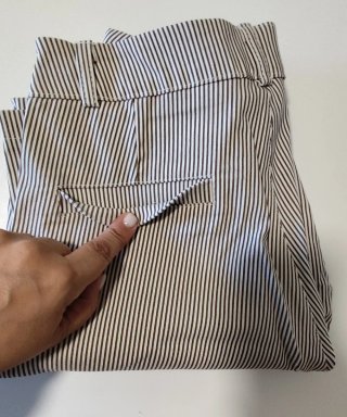 Pantalón Rayas Elástico Marrón y Blanco