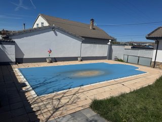 Lona invierno piscina rectangular con semicirculo