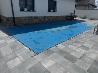 Lona invierno piscina rectangular con semicirculo