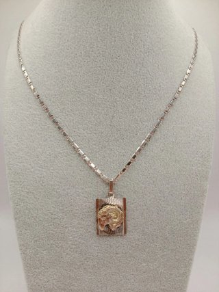 Collana uomo medaglietta ariete argento 925 oro