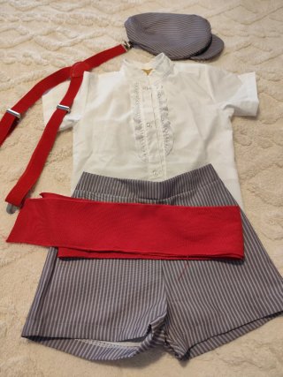 Traje Flamenco Niño Blanco y Rojo
