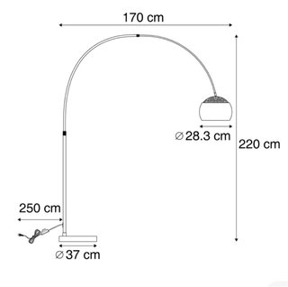 Lámpara de pie cromada y base de piedra