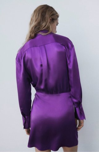 Vestido Zara Raso Morado Talla XXL