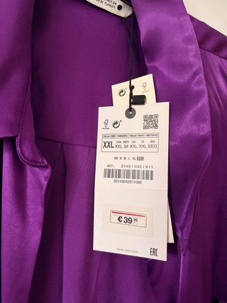 Vestido Zara Raso Morado Talla XXL