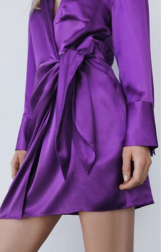 Vestido Zara Raso Morado Talla XXL