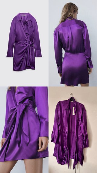 Vestido Zara Raso Morado Talla XXL