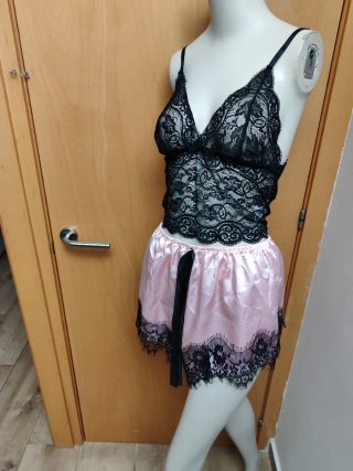 Conjunto lencería negro y rosa nuevo a estrenar