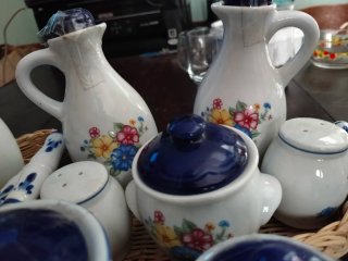 Set Olio Aceto Pepe Sale Ceramica Floreale