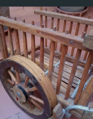 CARRITO HECHO A MANO CARRUAJE MINIATURA ANTIGUO