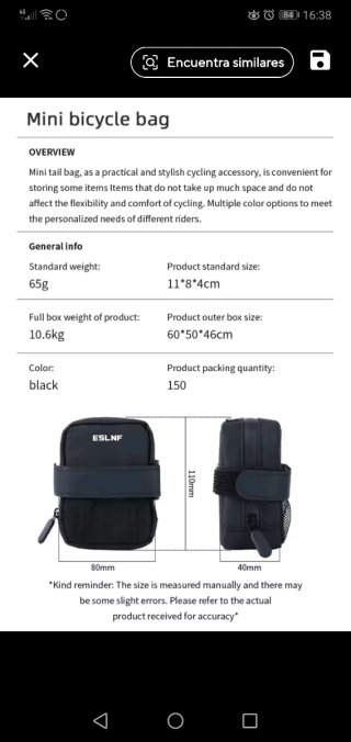 Bolso ESLNF para sillín de bicicleta