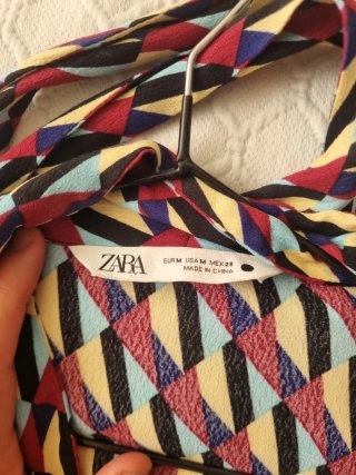 Vestido Zara Camisero Estampado Talla M