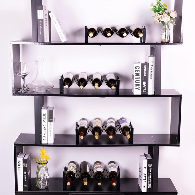 Estante de vinho empilhável preto e dourado