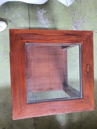 Mesita auxiliar madera y cristal