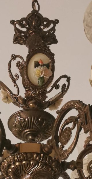 Lampadario Vintage Ceramica Vetro Metallo